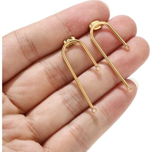 20pcs Stainless Steel U-shaped earrings stud Jewelry gold tone Stick Post DIY For Earrings Jewelry Accessories Top Quality