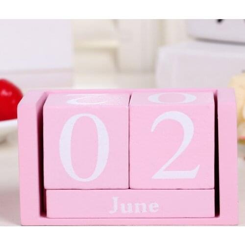 Vintage Wooden Perpetual Desk Calendar Block Planner Permanent Desktop Organizer DIY Agenda DO