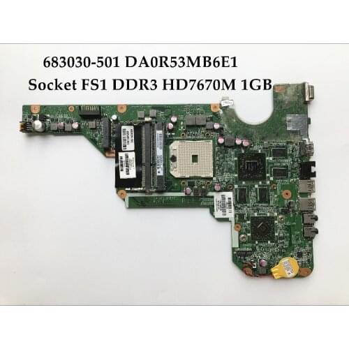High quality for HP Pavilion G4 G6 G7-2000 Laptop motherboard 683030-501 DA0R53MB6E0 R53 Socket FS1 DDR3 HD7670M 1GB Fully test