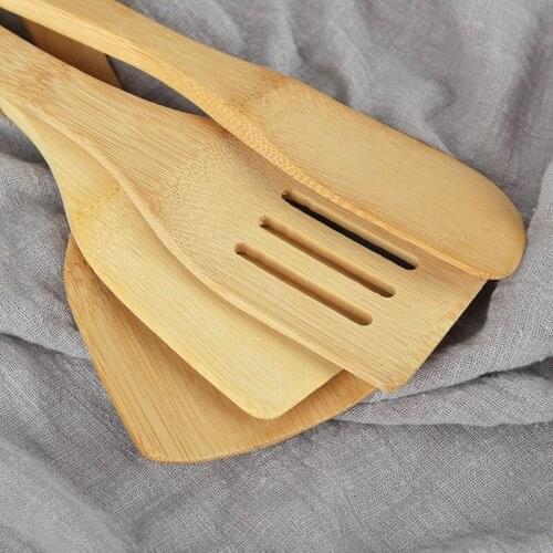 Healthy bamboo shovel non-painted wax-free bamboo shovel inclined shovel leak shovel four-piece Chinese shovel square shovel