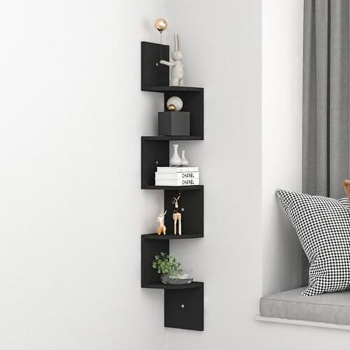 1 Pcs 5 Levels Wall Shelf Bookcase Corner Storage Shelf 7.87*7.87in Z Design For Home Living Room Bedroom Office