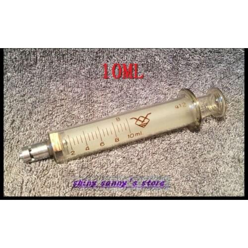 1Pcs 10ml Glass Syringe Luer Lock Head Glass Injector Glass Sampler Brand New