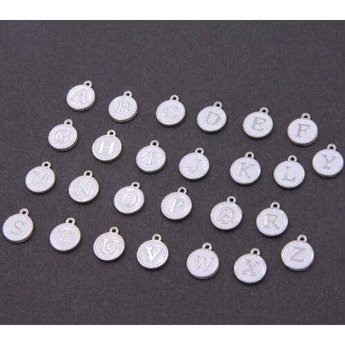 10/26pcs 12*15mm Alphabet Letter Double Face white Enamel Charms JewelryHandmade Pendants Jewelry Making Handmade DIY Bracelet