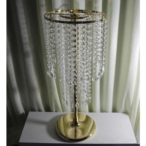 10pcs Gold Silver plated Wedding Centerpiece Acrylic Bead Strands 60cm Tall Acrylic Crystal Flower Stand For Wedding Table Decor