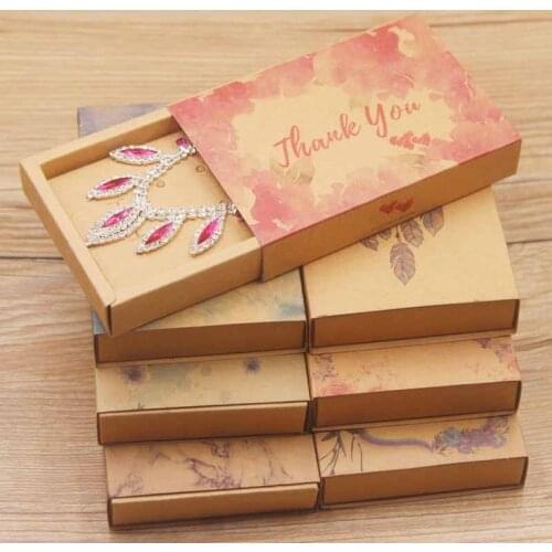 11.5*8*2CM Kraft/white gifts display box paper Dreamcatcher necklace/earring set display box Diy Thank you Jewelry package box