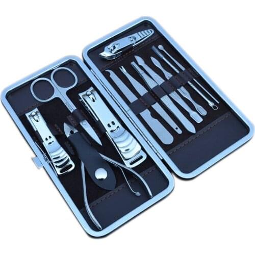 12 Pcs Manicure Pedicure Set With Case Nails Clipper Kit Stainless Steel Travel Home Nail Care Tools SANA889