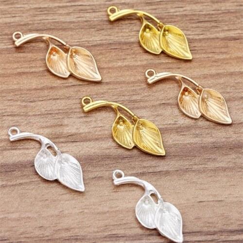 20pcs 35x12mm Metal Leaf Charms Pendants silver color earrings Necklaces DIY Accessories for Wholesale Craft Jewelry Making