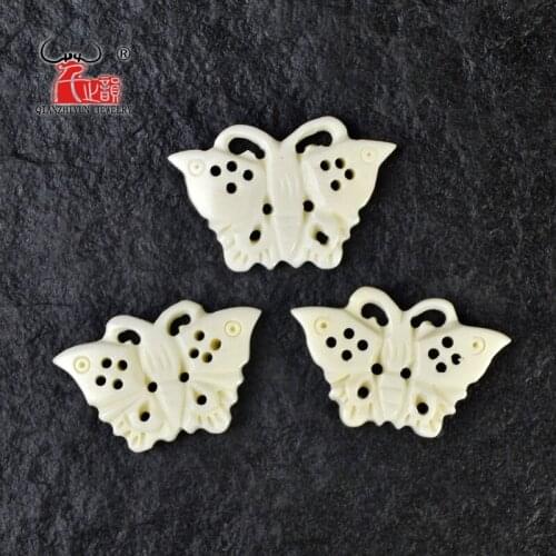 3PCS Handmade Carved Yak Bone butterfly Brown / White Beads for Jewelry Making Beads DIY Jewelry Accessory 19mm X 28mm Hole:1mm
