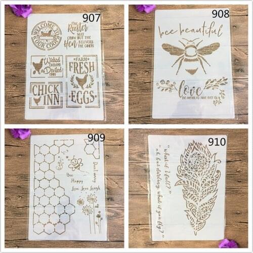 4pcs /set Floral Border A4 Decorative Stencils 29cm DIY Wall Painting Scrapbook Coloring Embossing Albumfor painting and decor