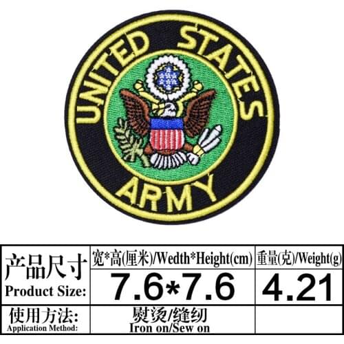 ARMY UNITED STATES Iron On Patches Letter Red Shirt Shorts Fashion Logo Embroidery Clothing Kids Badge
