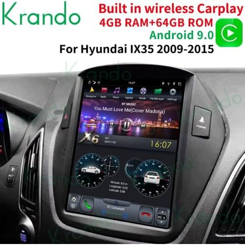 Krando Android 9.0 4G 32G ROM 10.4" Tesla Style Vertical screen car multimedia player GPS AUTO radio for Hyundai IX35 2009-2014