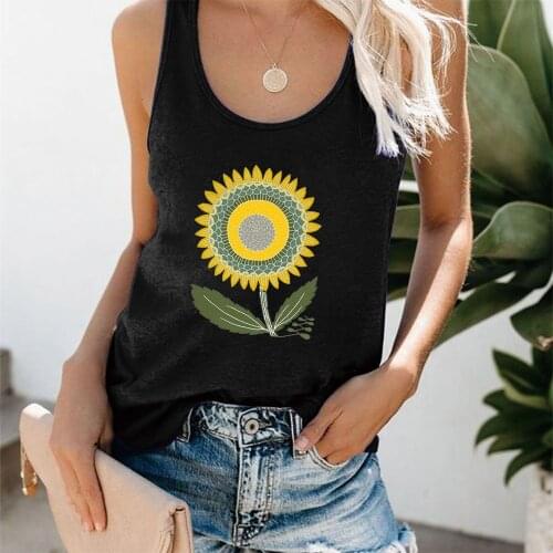 Sunflowers Print Women Tank Tops Female Summer Vest 2021 Fashion Sleeveless Loose Casual Tee Shirt Camiseta Tirantes Mujer