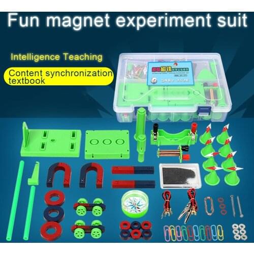 DIY Magnet Bar Ring Horseshoe Car Compass Kids Science Experiment Tool with Box