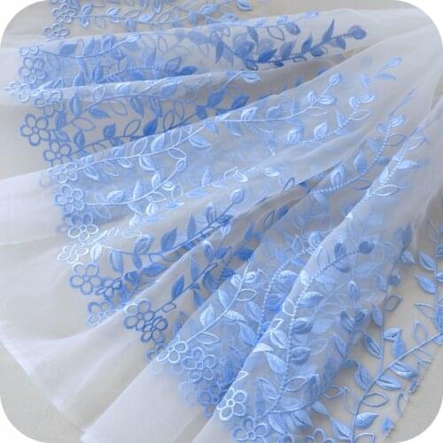 1Meter Organza Bilateral Symmetrical Localization Embroidery Lace Cloth Hand-made DIY Dress and Skirt Material Excipients
