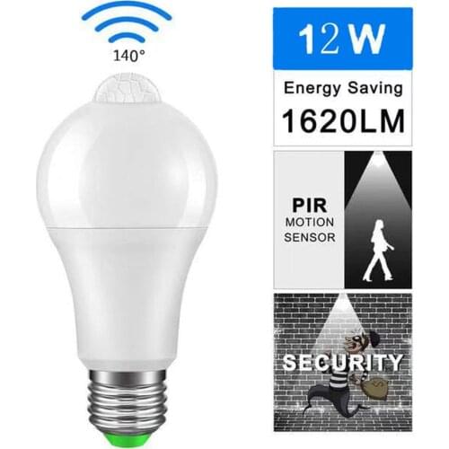 E27 10W LED PIR Motion Sensor Human Body Infrared Induction Auto Energy Saving Light Bulb No Eye Hurting Energy-saving 980LM
