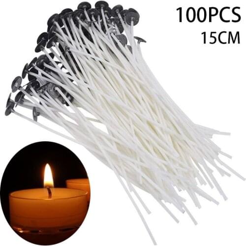 Cotton Candle Wick Smokeless Wax Pure Cotton Core DIY Candle Making Pre-waxed Wicks Party Supplies Candle Accessories 9/15/20 Cm