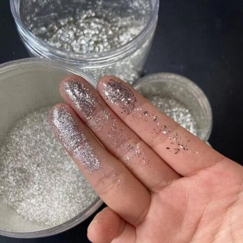 Cosmetics Diamond Silver Powder Makeup Borosilicate Glass Coated Silver Pigments for Makeup Nail Polish Paint Resin DIY Supplier