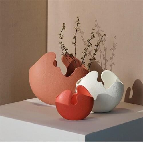 Nordic Creative Ceramic Eggshell Flower Vase Colorful Flower Arrangement Home Decoration Room Desktop Ornaments Gift