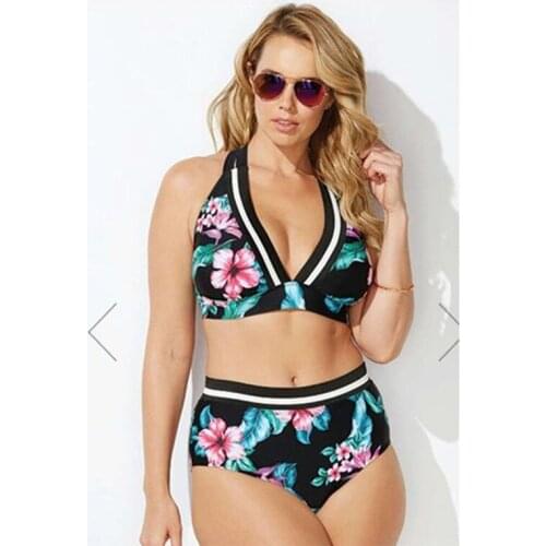 Sexy Swimwear Women Tankini With Print Flower Large Size Swimsuit Female Closed Teenager Bathing Suit Separate Roupa De Banho