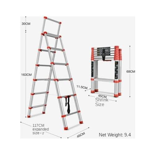Household Ladder Folding Herringbone Ladder Indoor Multifunctional Five-Step Ladder Thickened Aluminum Alloy Telescopic Ladder