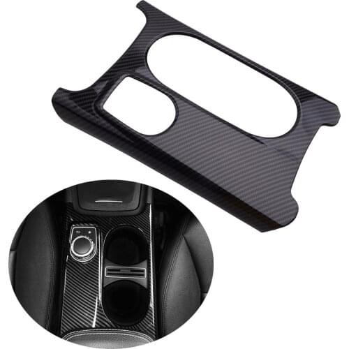 LHD Carbon Fiber Style Water Cup Holder Panel Cover Trim Fit For Mercedes-Benz CLA GLA A Class W176 X156 C117 2014-2017