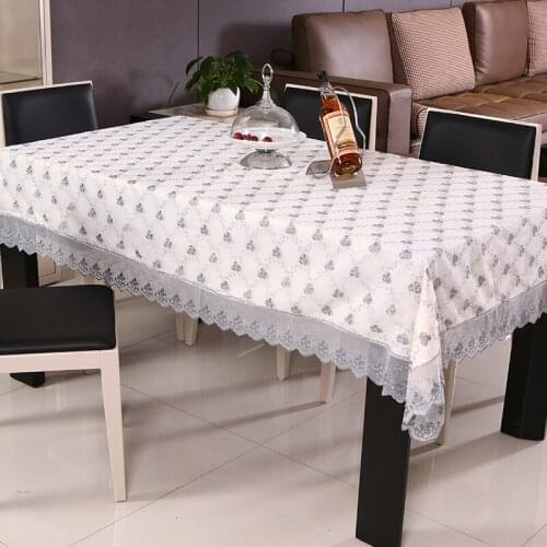 New Style Luxury Lace Coffee Table Table Cloth Transparent Embroidery Double Layer Multi-purpose Cover Towel Table Runner