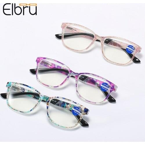 Elbru Personalized Shell Pattern Reading Glasses HD Anti Blue Light Presbyopic Glasses Unisex Eyewear With Diopter +1.0 to +4.0