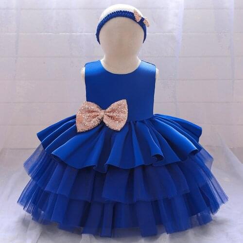 0-5 years newborn baby girl dress cute big bow mesh cake birthday dress with headdress toddler girl dress wedding party dress