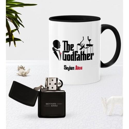 Personalized The Godfather Black Mug Cup Gasoline Metal Lighter Set