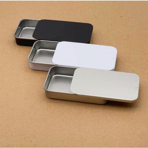 Plain silver color slide top tin box,rectangle candy usb box case container Wholesale SN3840