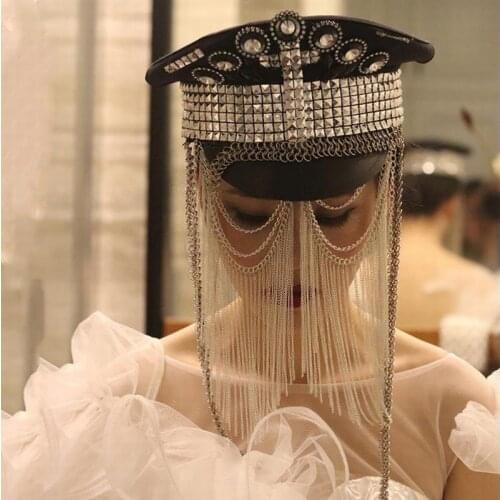 Pharaoh Cosplay Hat Indian headwear tassels police cap feather collar Halloween dance party costume ball cosplay headpiece acces