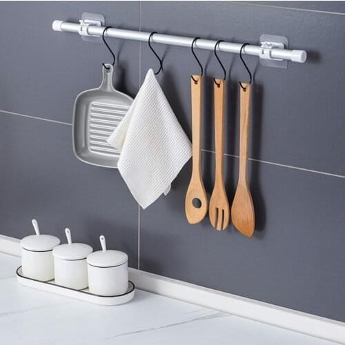 Curtain Rod Holder Waterproof Nail-Free Adjustable 2Pcs/Pack Hanging Rack Bathroom Supplies Clamp Hooks ABS/Spring Multi Purpose