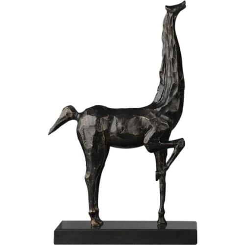 Modern Desktop Dining Room Resin Cast Black Animal Arabian Horse Statue Sculpture Home Decoration