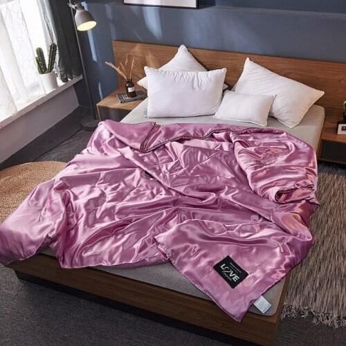 Comfortable 100% Silk Comforter Blanket Quilt Duvet Washable Ice Silk Summer Air Conditioning Comforter Quilt Blanket