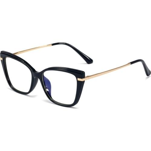 Veshion Ladies Blue Light Blocking Glasses Female TR90 Frame Transparent Gold Cat Eye Glasses Frame Women Half Metal Clear Lens