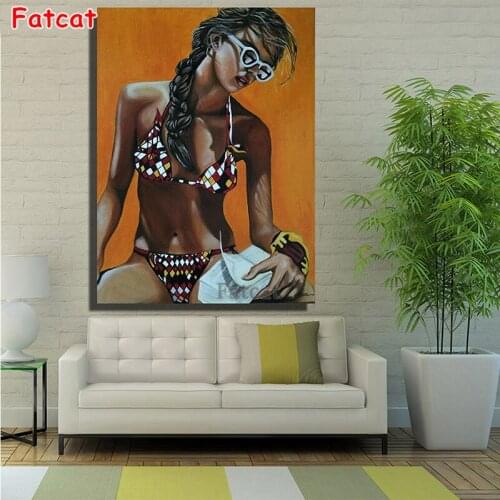 Embroidery Modern art, sexy woman in bikini full square round drill diamond painting 5d diy diamond mosaic home decor PP1997