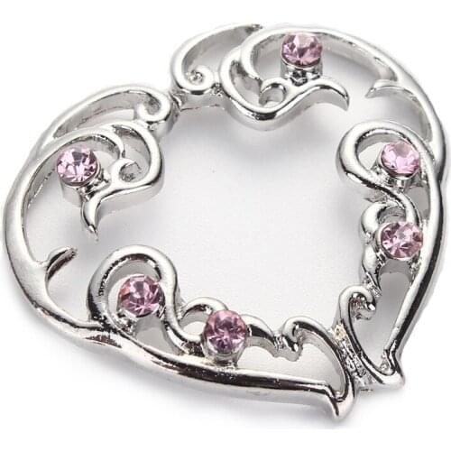 2pcs Stainless Steel Non-Piercing Clip On Heart Silver-plated Nipple Rings Shields With Pink Crystals for Women Body Jewelry