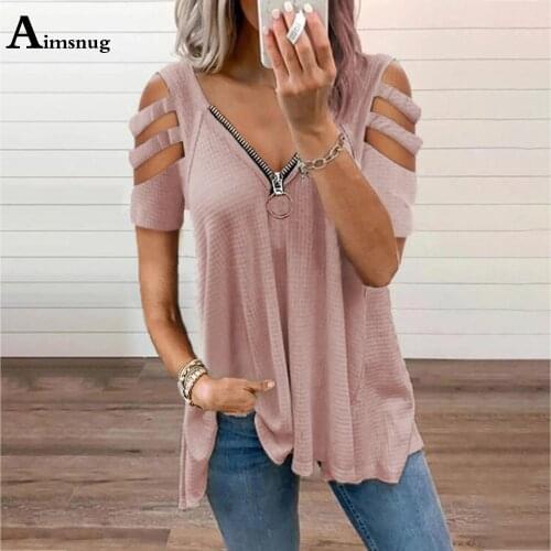 2021 Plus size 5xl Womens T-shirt Hollow Out Sleeve Basic Tops Zipper up Ladies Tees Clothing New Summer Female Loose T-shirt