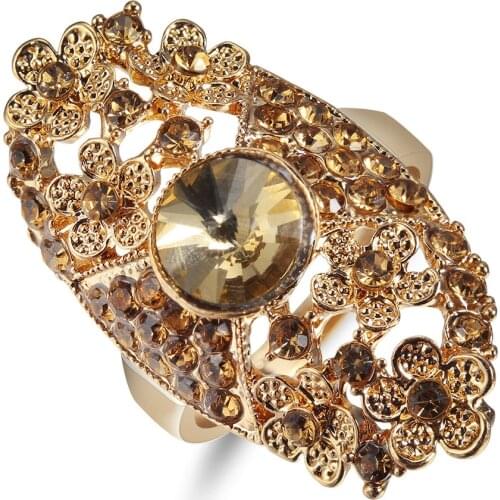 Women rings Zircon Ring Decorative Mood Accessories New Simple Jewelry Rose Gold Openwork Flower Ring Popular Delicate Girls