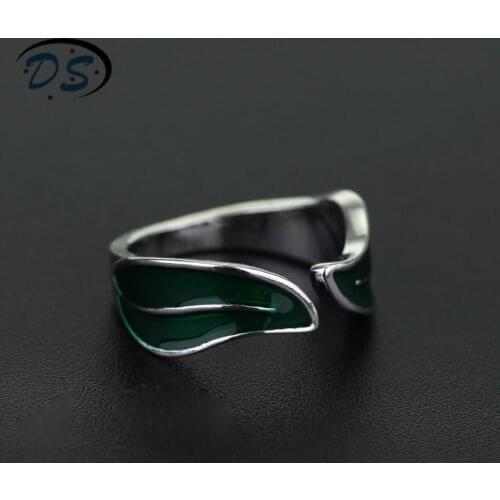 Fashion Ring Elf Princess Green Leaf Rings for Women Party Prom Self-photo Accessories Wedding Jewelry