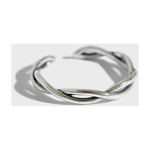 Vintage 925 sterling silver double twist rings for women fine jewelry 2020, retro adjustable ring woman finger accessories