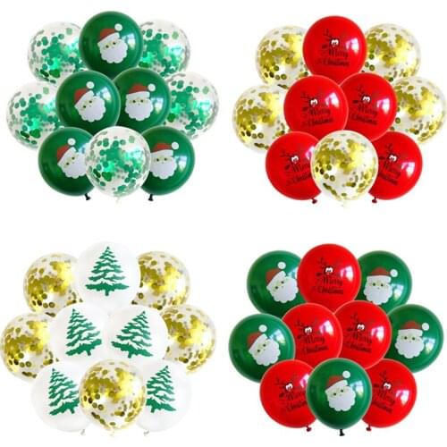 10pcs 12 Inch Santa Claus Xmas Tree Latex Balloon Confetti Air Balloon Merry Christmas Party Balloon Kid Birthday Party Supplies