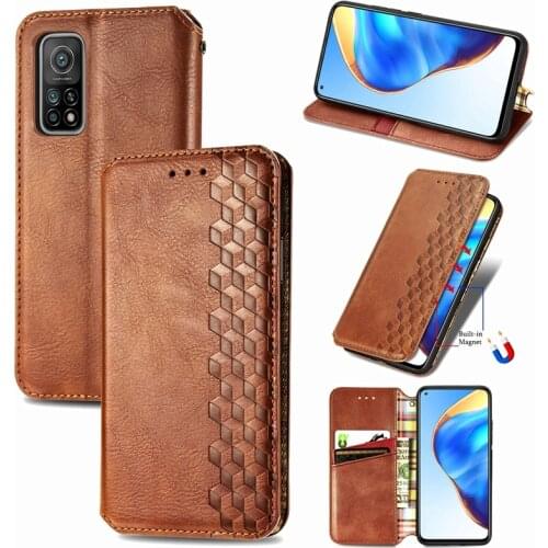 10Pcs for Xiaomi 10T Pro Lite Poco X3 NFC 10 Ultra Redmi 9A 9C 9 10X Lattice PU Leather Flip Wallet Magnetic Closure Phone Case