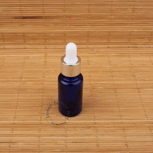 10pcs/Lot Promotion High Quality 15ml/15cc Glass Cobalt Blue Essential Oil Bottle Women Empty Cosmetic Vial Silver Lid Small Pot