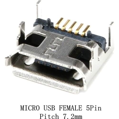 100Pcs Micro USB Type B 5 Pin Female Socket Connector SMD 4 Legs 90 Degree for Table Mobile Phone DIY Accessories