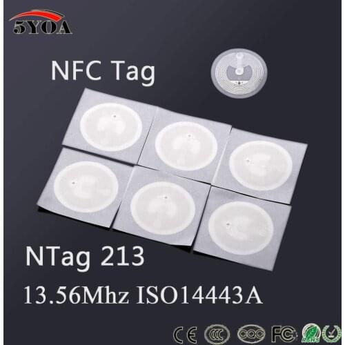 20pcs NFC TAG Sticker 13.56MHz 213 Universal Lable RFID Tag Key Tags llaveros llavero Token Patrol Ultralight