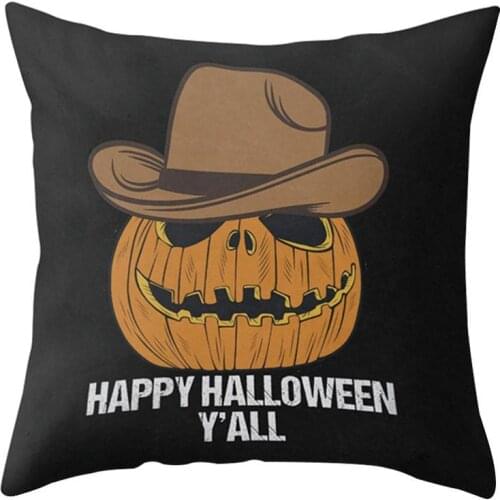 45*45 cm Polyester Pillow Case Home decorative Witch Pumpkin Ghost Print Sofa Throw Pillow Case Cushion Cover Halloween Decor