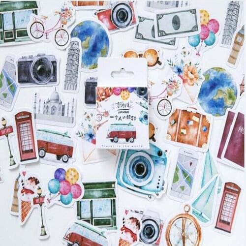 45pcs/lot Diy Vintage Travel Building Decorative Paper Stickers For Phone Diary Scrapbooking Gift Lable Stationery Stickers