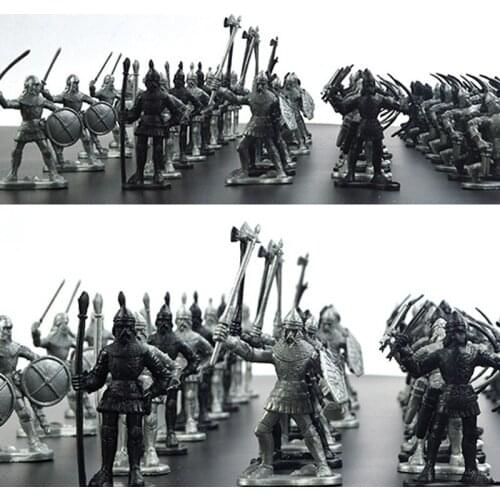 60pcs/set Medieval Military War Simulation Warriors Ancient Soldier static Military figures Model for Children Gifts