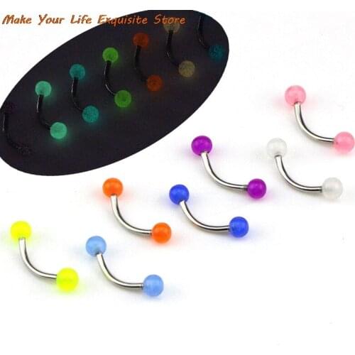 7Pcs Glow In The Dark Belly Ring Womens Fashion Navel Bars Rings Punk Body Piercing Ombligo Body Jewelry Mixed Color